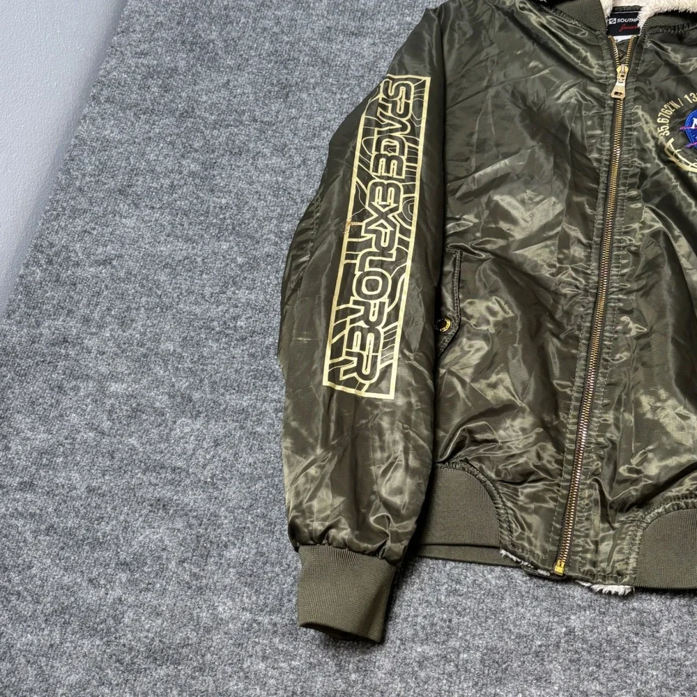 Southpole Kids Bomber Jacket NASA Space Explorer Sherpa‎ Lined Olive Green XL